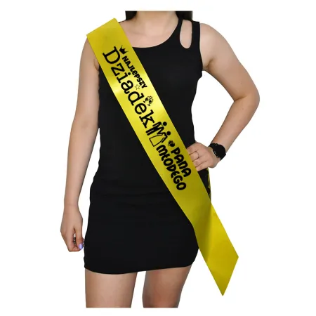 Szarfa ŻÓŁTA Ślub Najlepszy Dziadek Pana Młodego